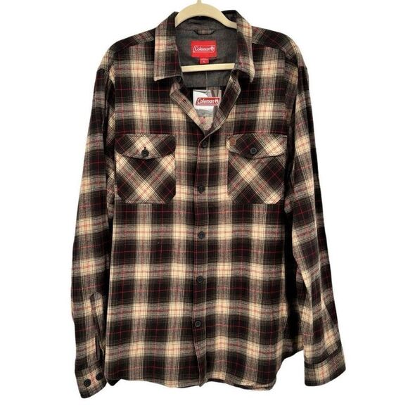 Coleman Button Front Plaid Flannel Shacket Shirt Brown Men’s Size XL NWT - Picture 1 of 10